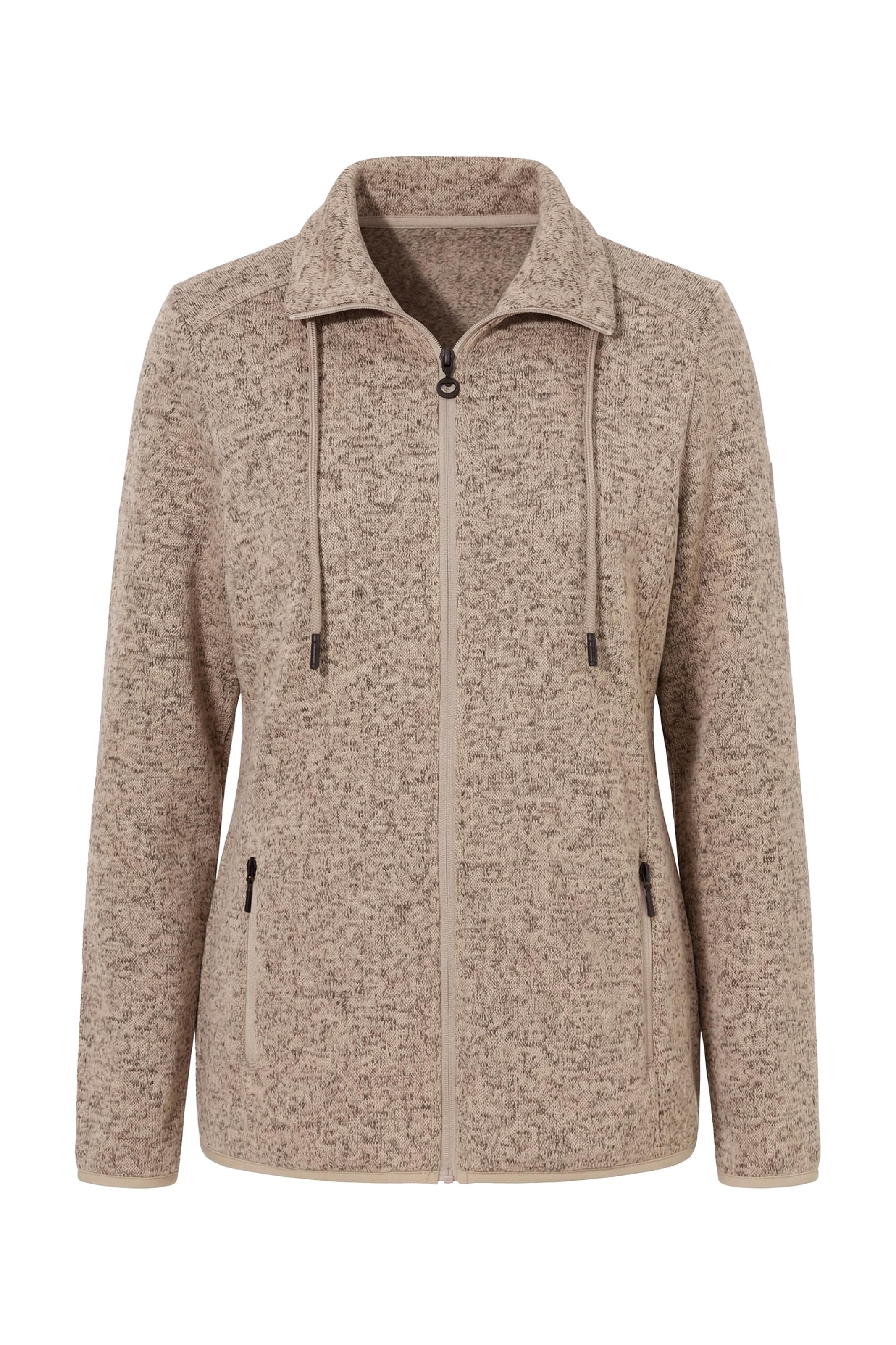 Ulla Popken Fleece jas in Beige: voorkant
