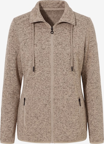 Ulla Popken Fleece jas in Beige: voorkant