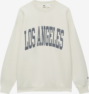 Sweat-shirt Pull&Bear en blanc : devant