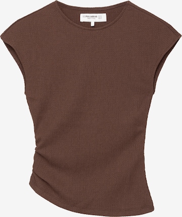 Pull&Bear Koszulka w kolorze brązowy: przód