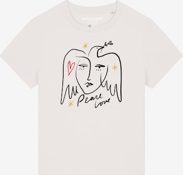 Maglietta 'Peace Love' di Watapparel in bianco: frontale