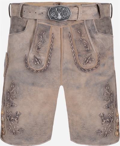 Fuchs Trachtenmoden Trachtenhose 'Trachten Lederhose kurz Graubraun' in 48 in hellbraun, Produktansicht