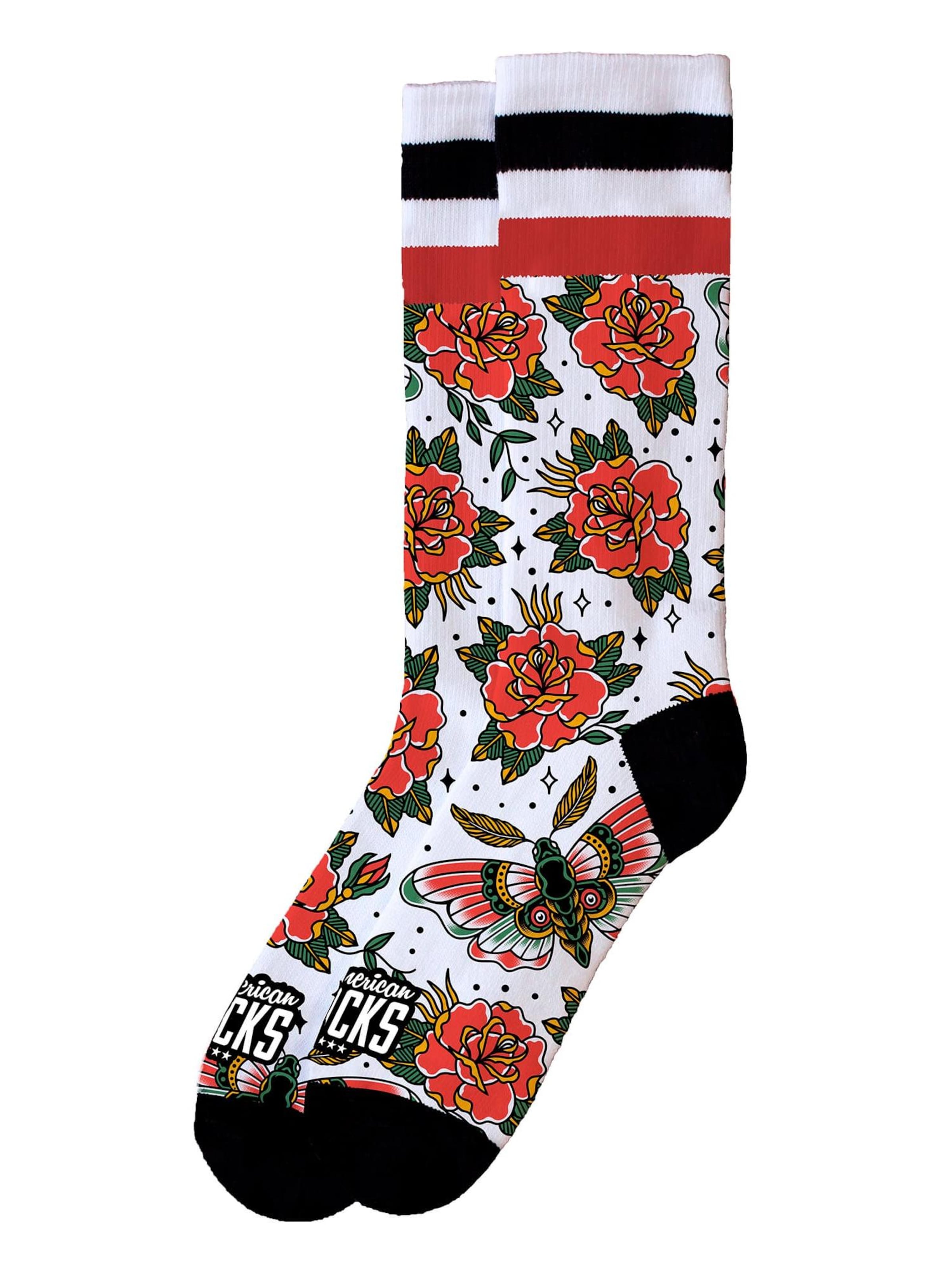 American Socks - Calcetines 'Moth - Mid High' en blanco: frente