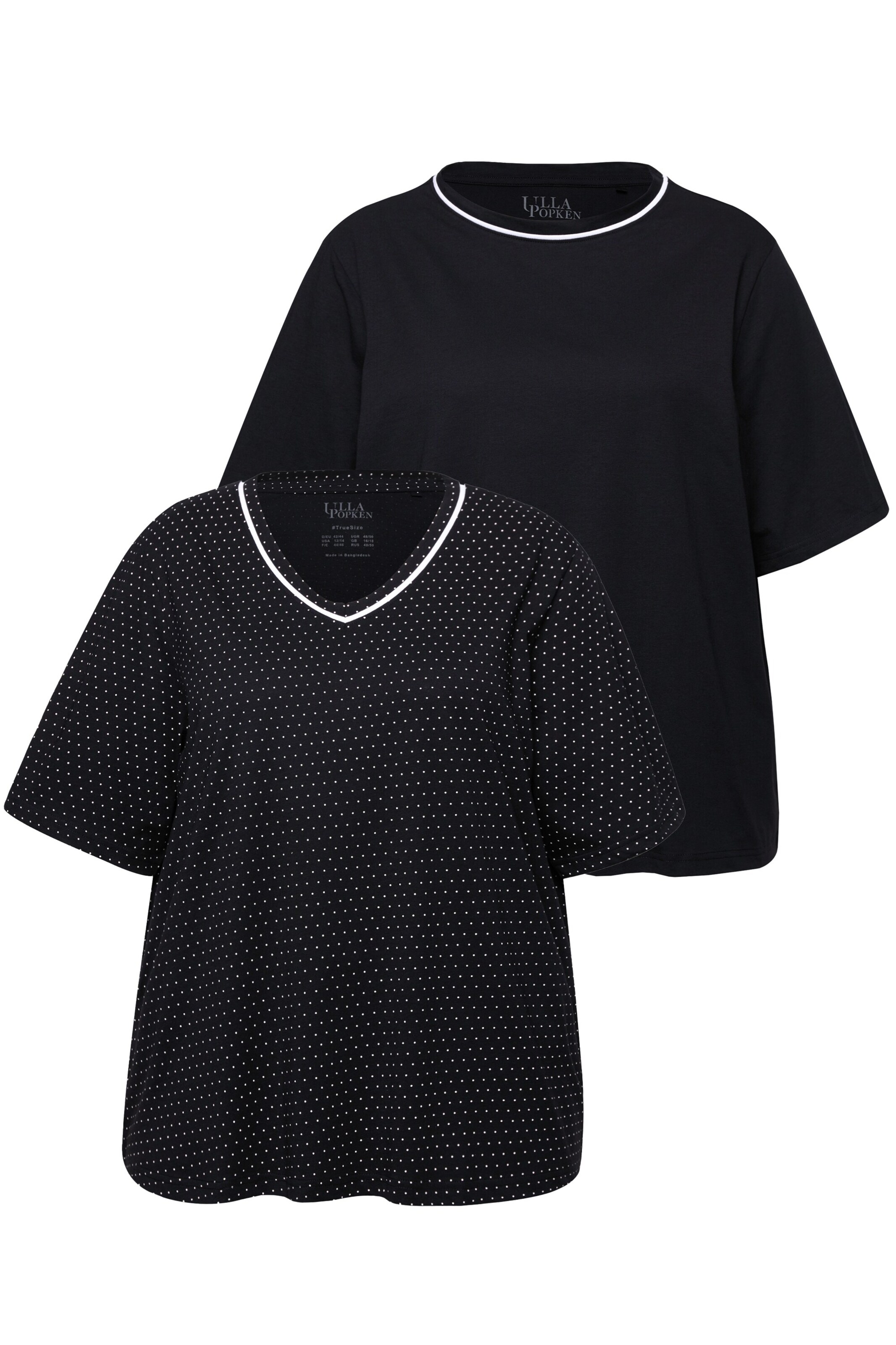 Ulla Popken Slaapshirt in Zwart: voorkant