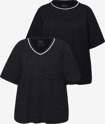 Ulla Popken Schlafshirt in Schwarz: Vorderseite