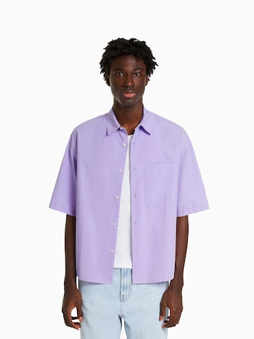Bershka Loose fit Button Up Shirt in Purple: front
