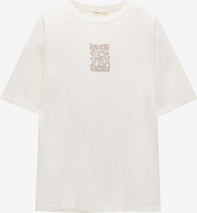 Pull&Bear T-shirt en greige / blanc, Vue avec produit