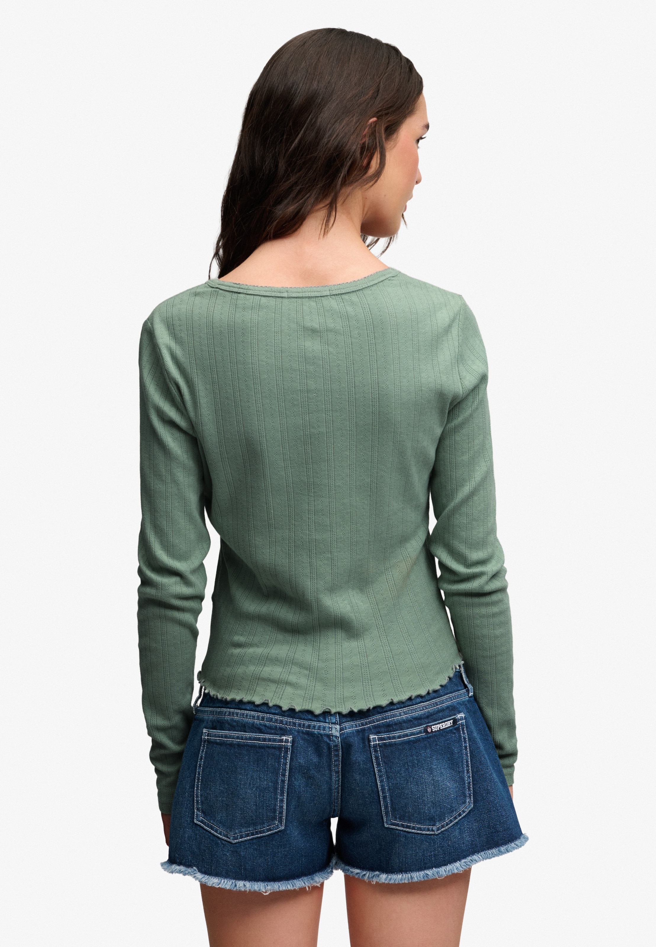 Superdry & Co Strickjacke 'Athletic Essential Pointelle' in Grün