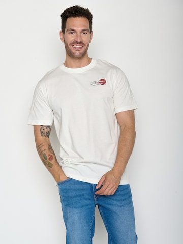 GREENBOMB Shirt 'Fusion River Idyll' in Wit: voorkant