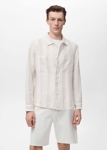 MANGO MAN Regular fit Button Up Shirt 'Ibiza' in Beige: front