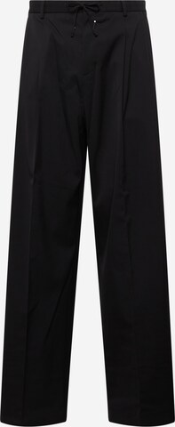 Calvin Klein Regular Pleat-front trousers in Black: front