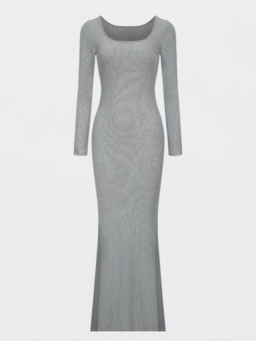 cfab (formerly creamy fabrics) Klänning 'Ribbed Long Sleeve Maxikleid' i grå: framsida