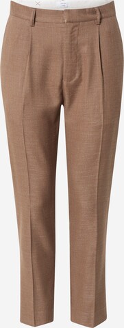 Effilé Pantalon à plis 'Ediz' DAN FOX APPAREL en marron : devant