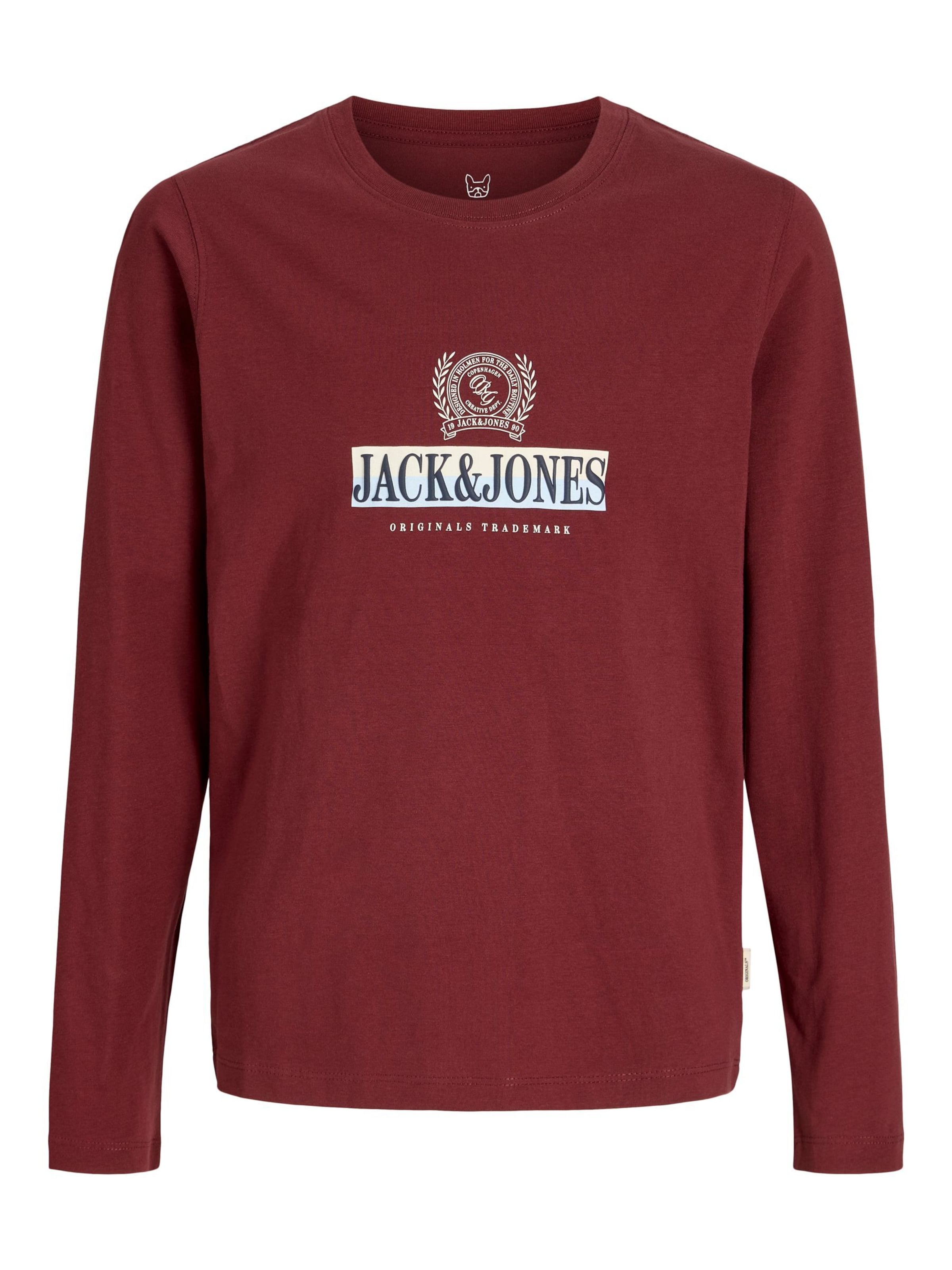 T-Shirt 'JORFrederiksberg' Jack & Jones Junior en rouge : devant