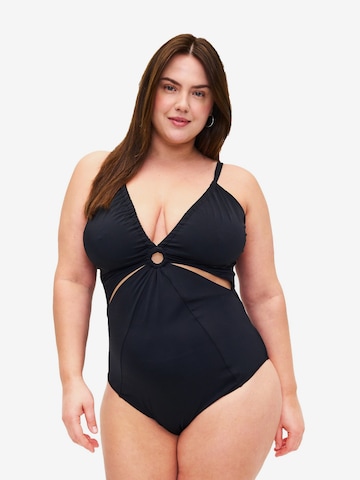 Swim by Zizzi Badeanzug 'SMAGGIE' in Schwarz