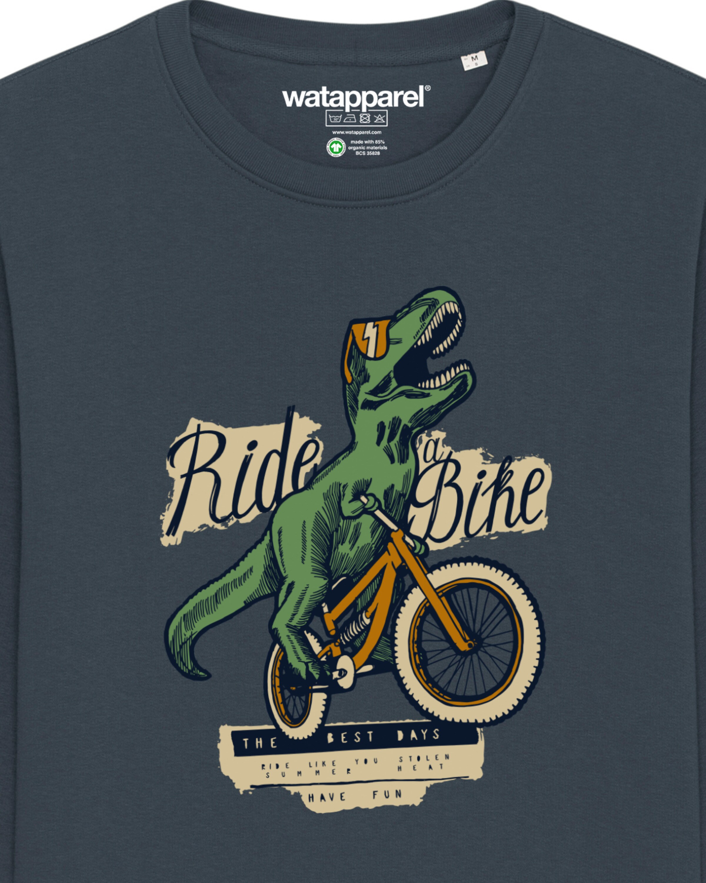 Sweat-shirt ' T-Rex Fahrrad ' Watapparel en gris