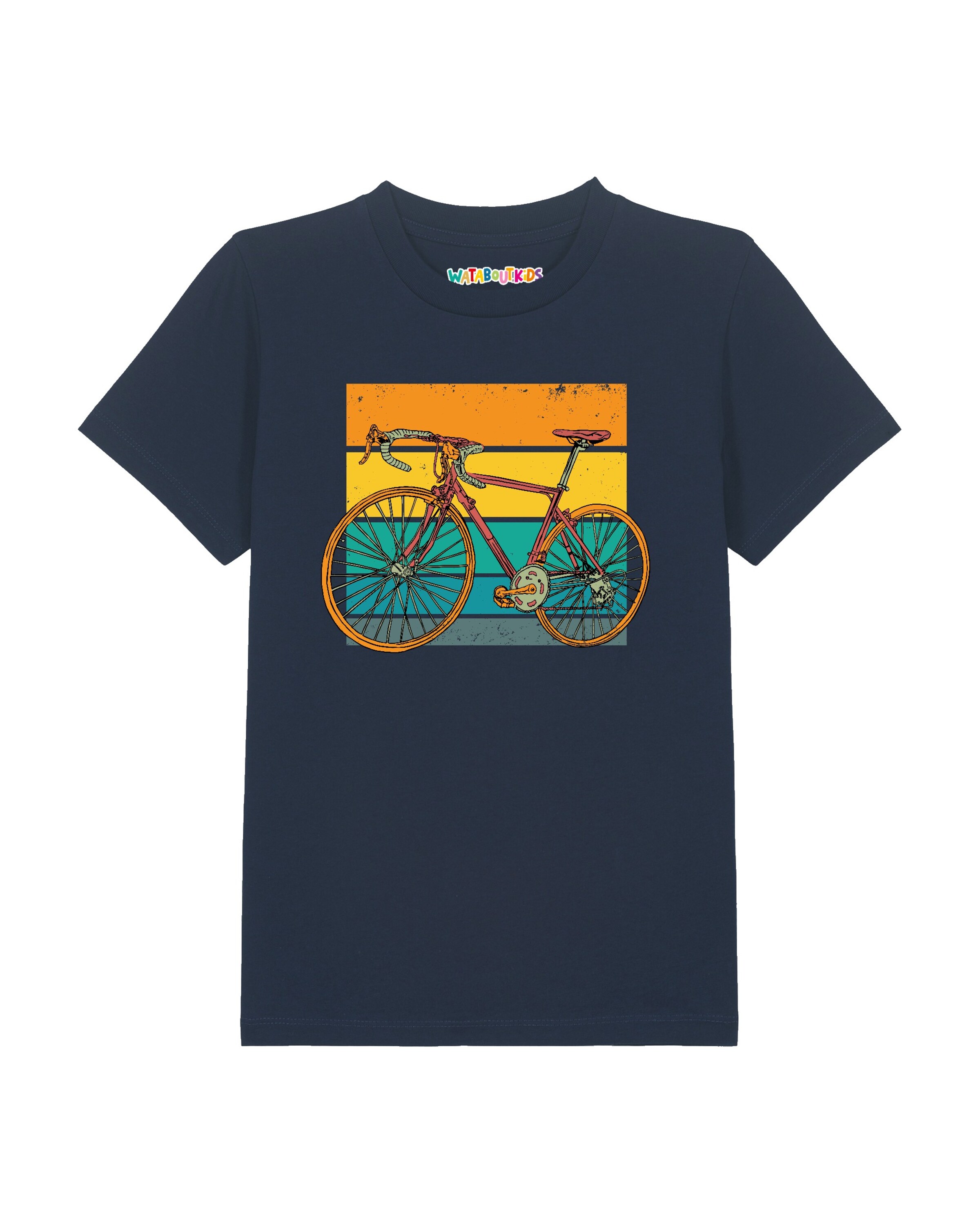 watabout.kids Shirt ' Retro Bike ' in Blauw: voorkant