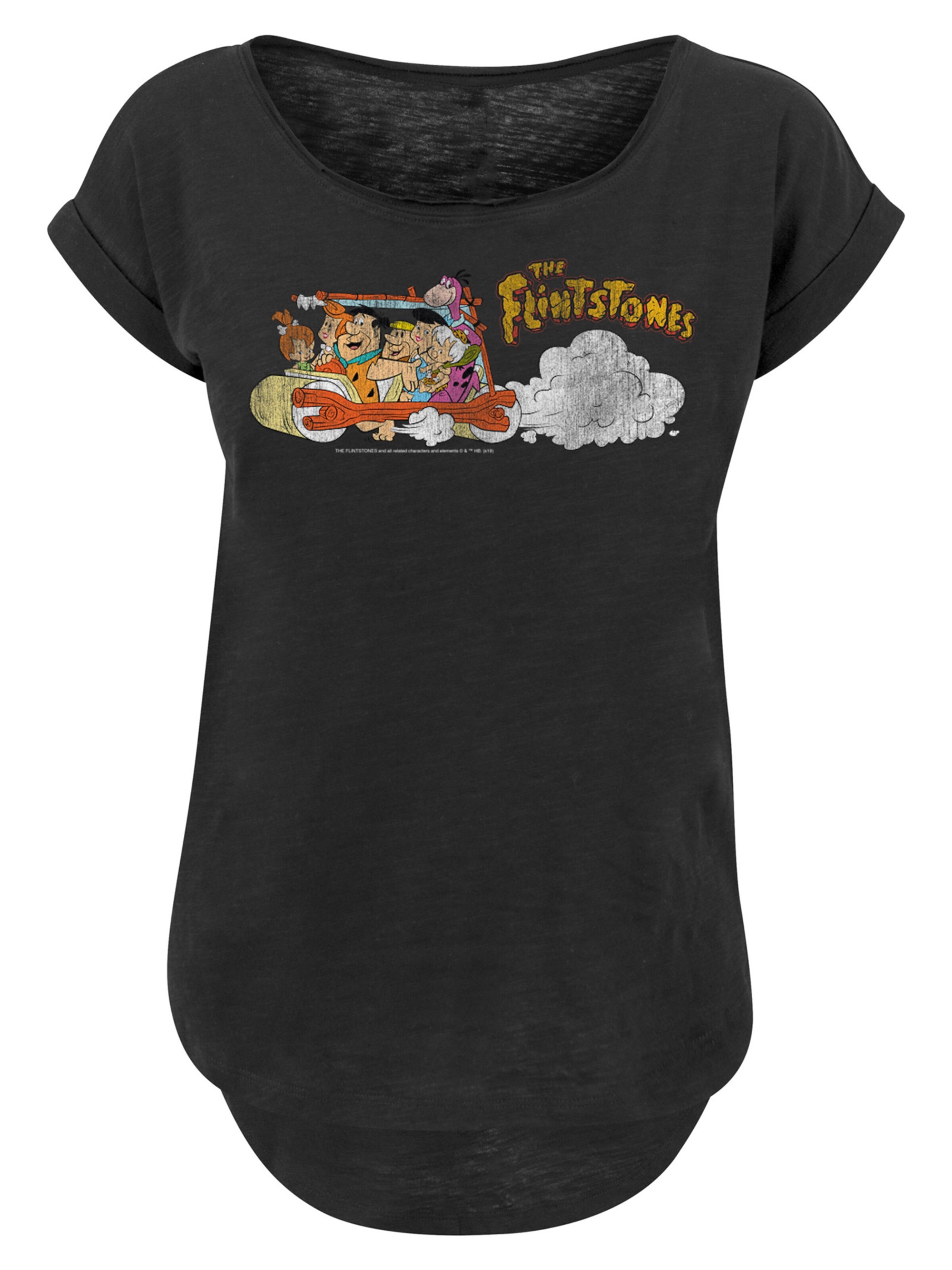 T-shirt 'The Flintstones Family Car' F4NT4STIC en noir : devant