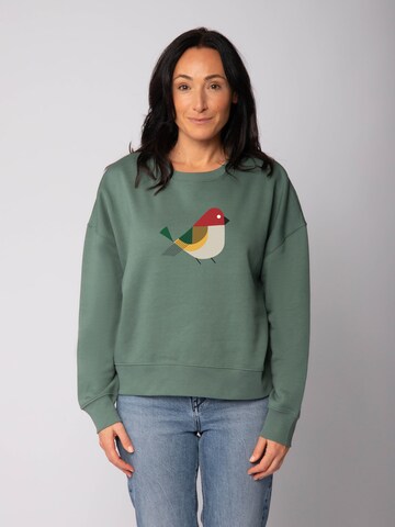 Watapparel Sweatshirt 'Vogel ' in Groen: voorkant