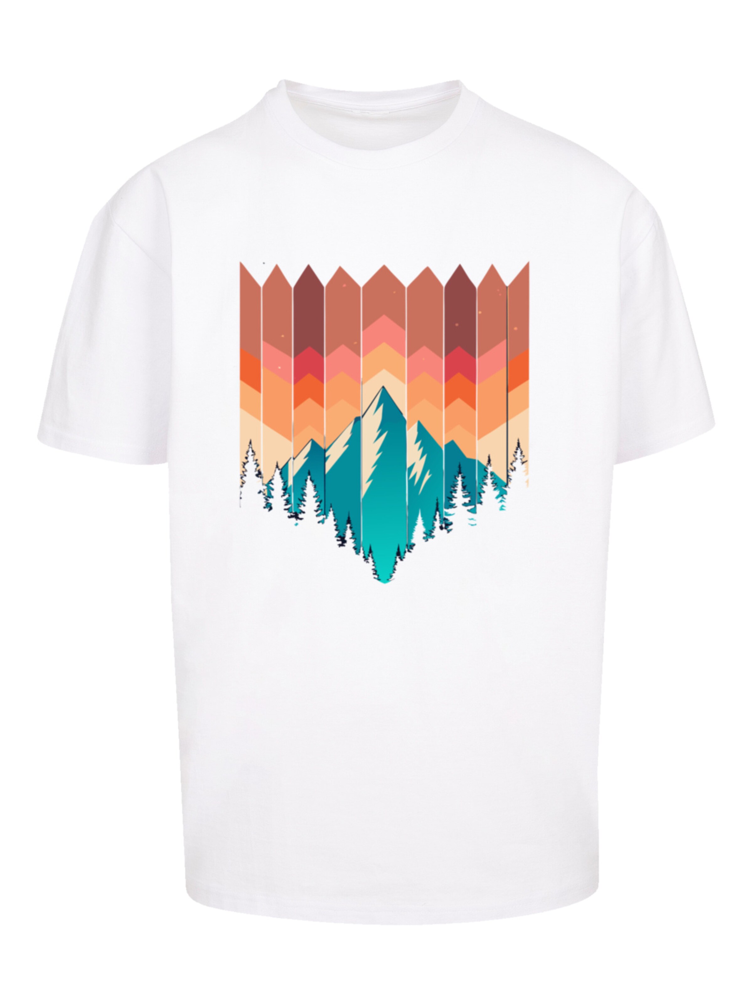 T-Shirt 'Berg Sonnenuntergang' F4NT4STIC en blanc : devant