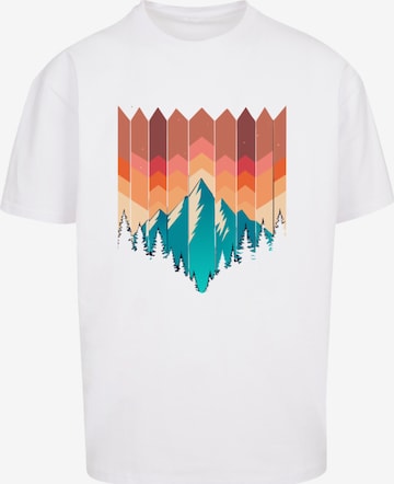 T-Shirt 'Berg Sonnenuntergang' F4NT4STIC en blanc : devant