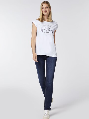 Oklahoma Jeans Top ' mit Statement-Print aus Jersey ' in White