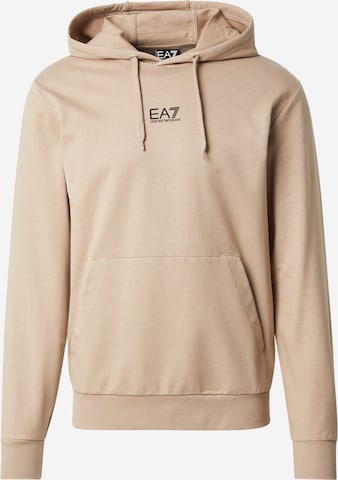 EA7 Emporio Armani Μπλούζα φούτερ σε μπεζ: μπροστά