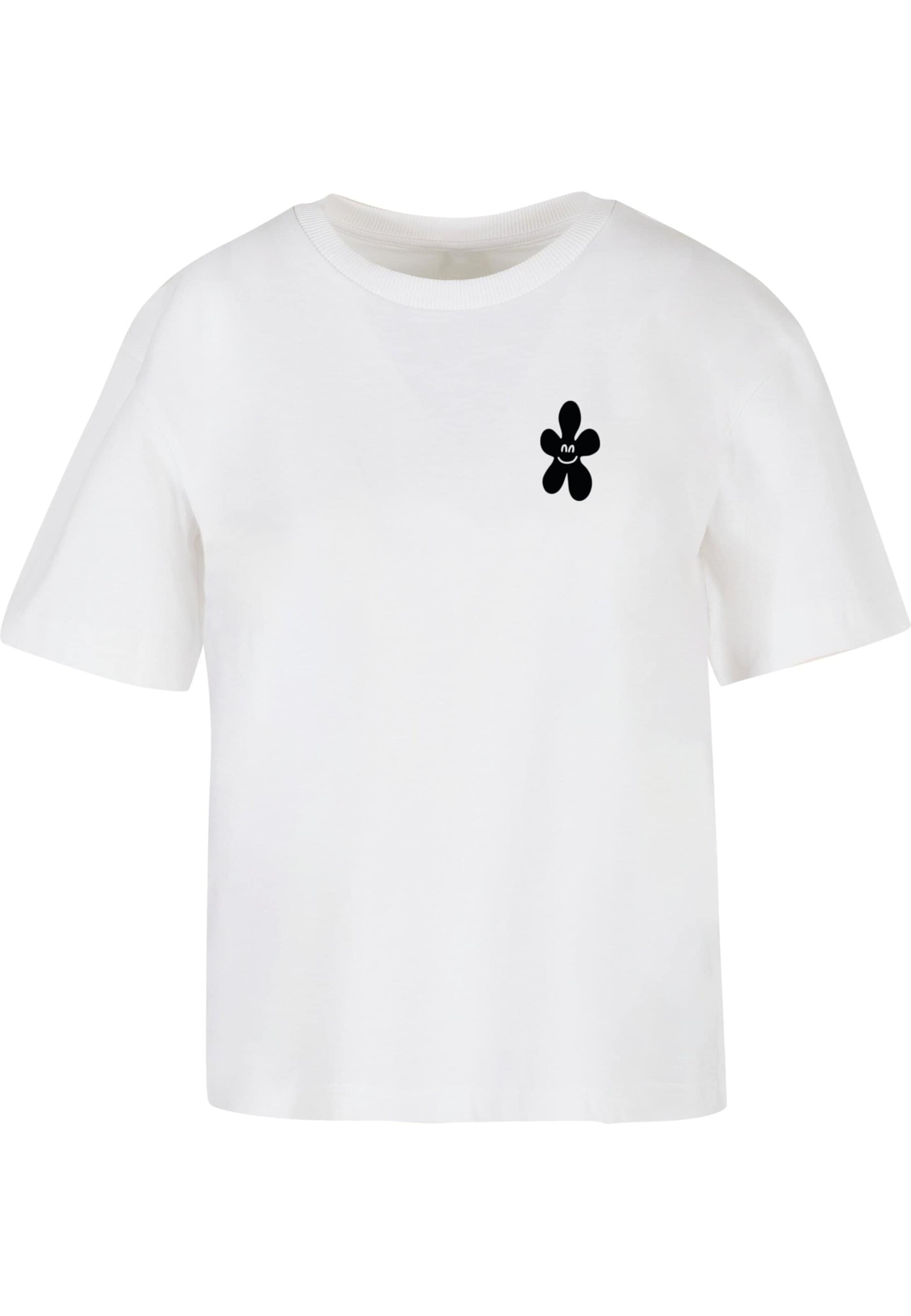 Miss Tee Tričko 'Good Karma Happy Flower' – bílá: přední strana