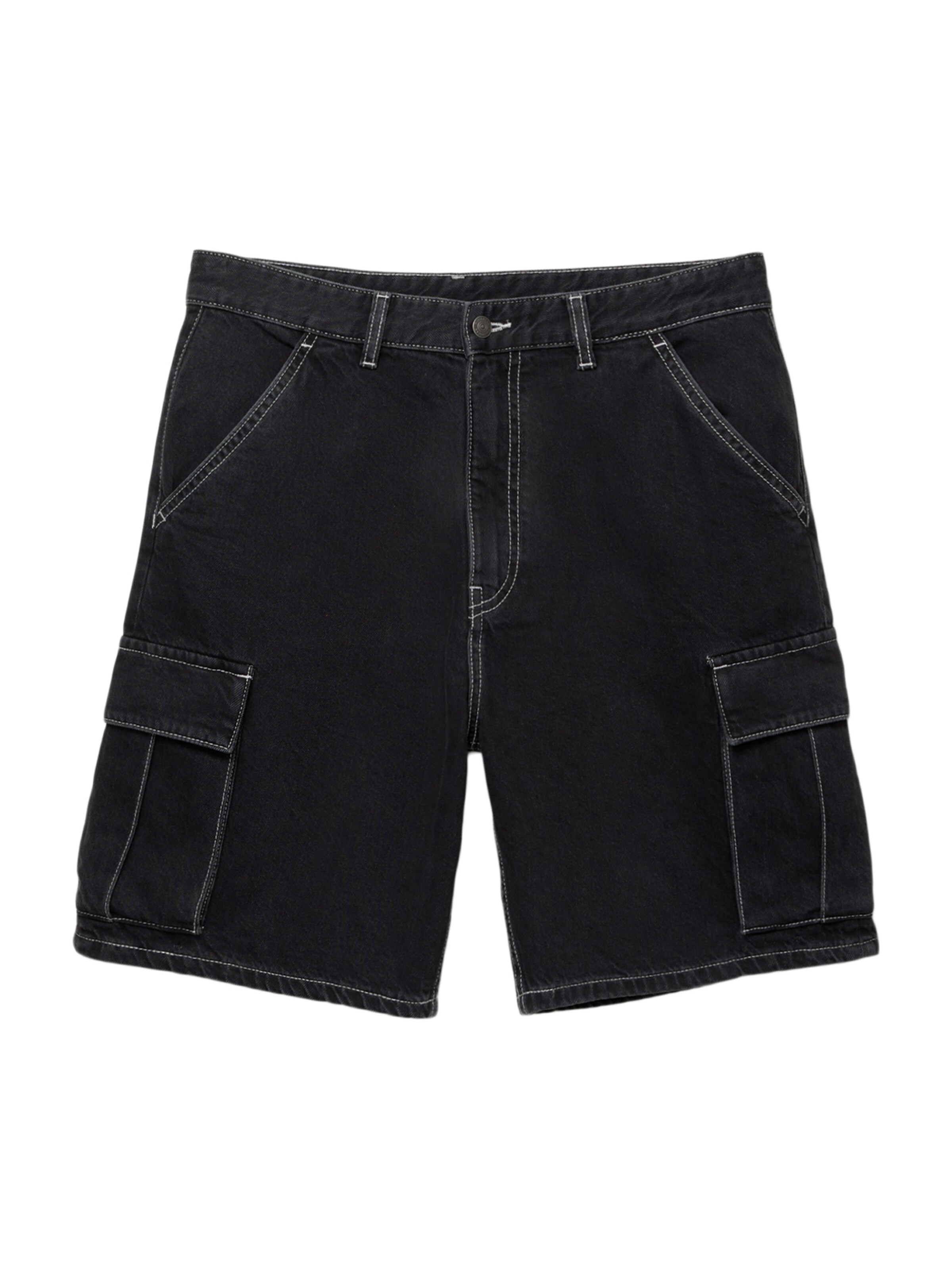 Pull&Bear Cargojeans i svart: framsida