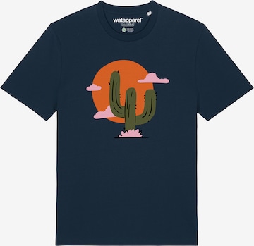 T-Shirt 'Kaktus Im Sonnenuntergang' Watapparel en bleu : devant