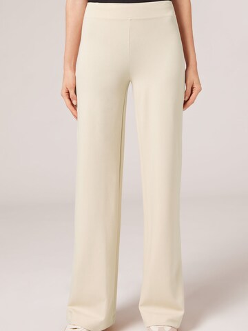 CALZEDONIA Wide leg Pants in Beige: front