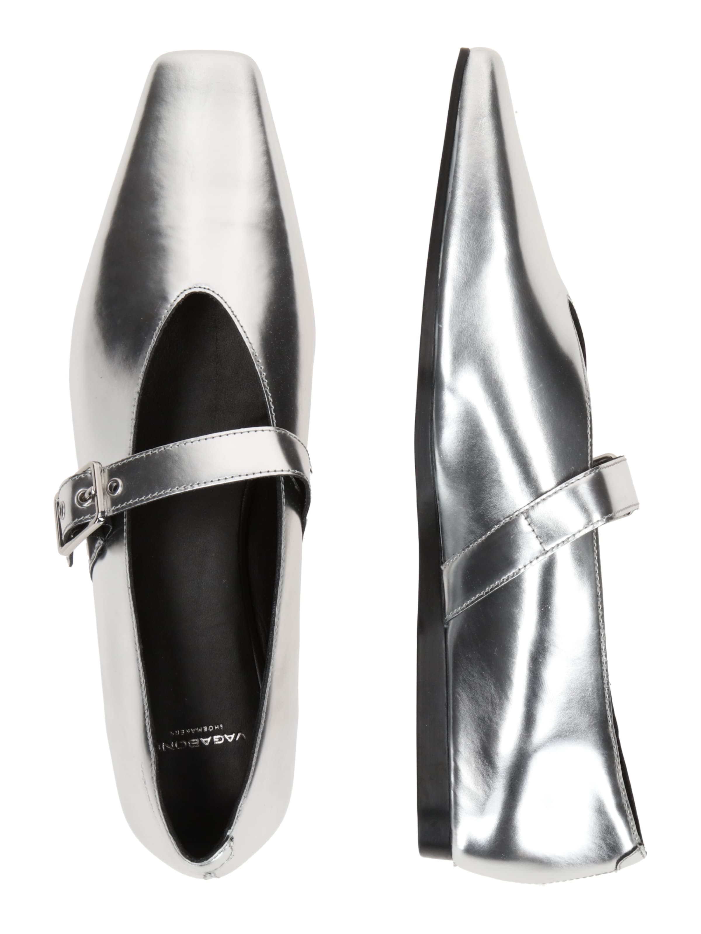 VAGABOND SHOEMAKERS Ballet Flats with Strap 'WIOLETTA' in Silver