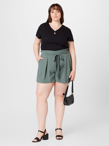 ABOUT YOU Curvy Loose fit Pleat-Front Pants 'Lia' in Green