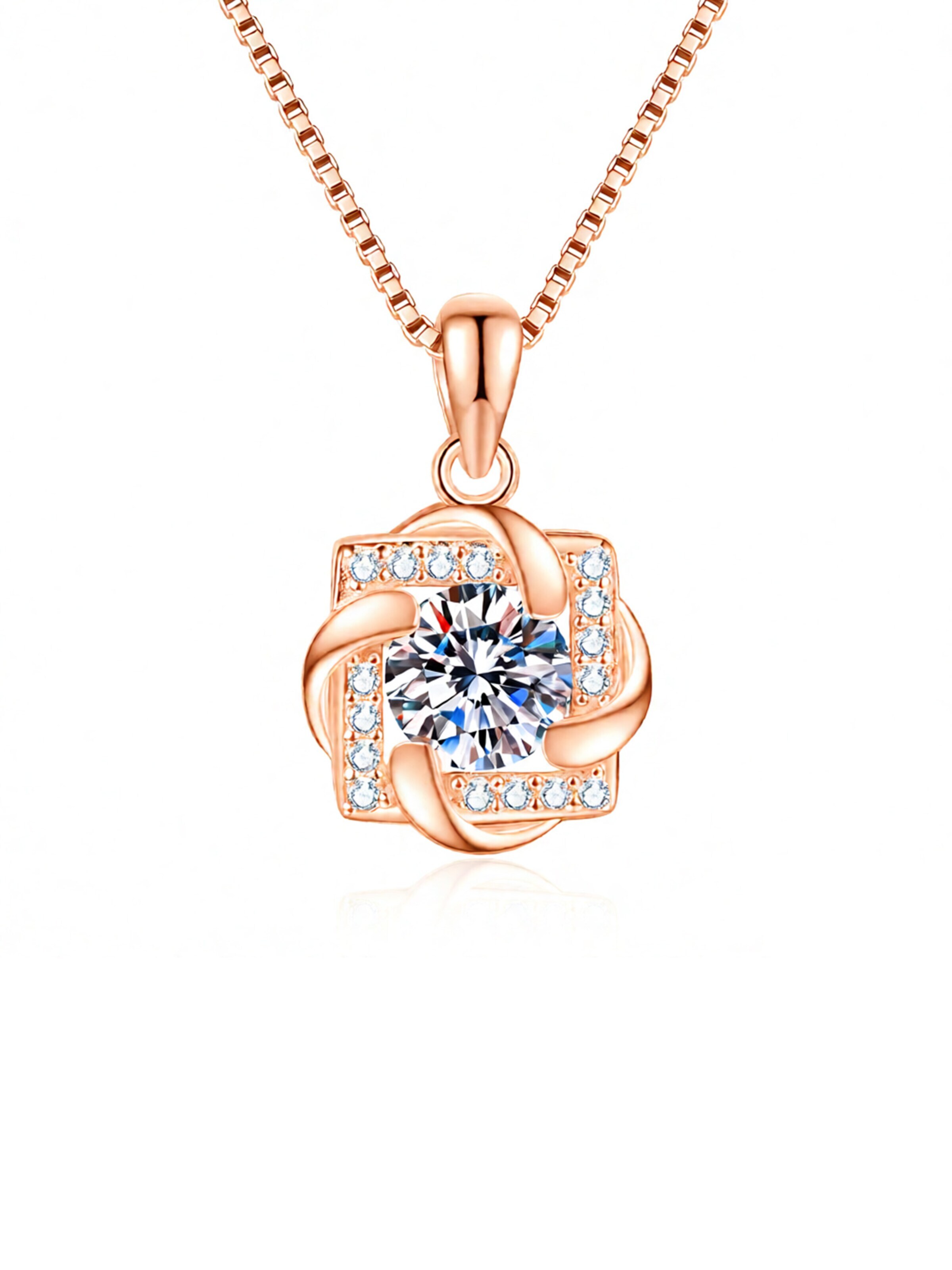 Staufergold Necklace 'Moissanit Halskette „Eleganter Solitär“ 1 ct' in Gold: front
