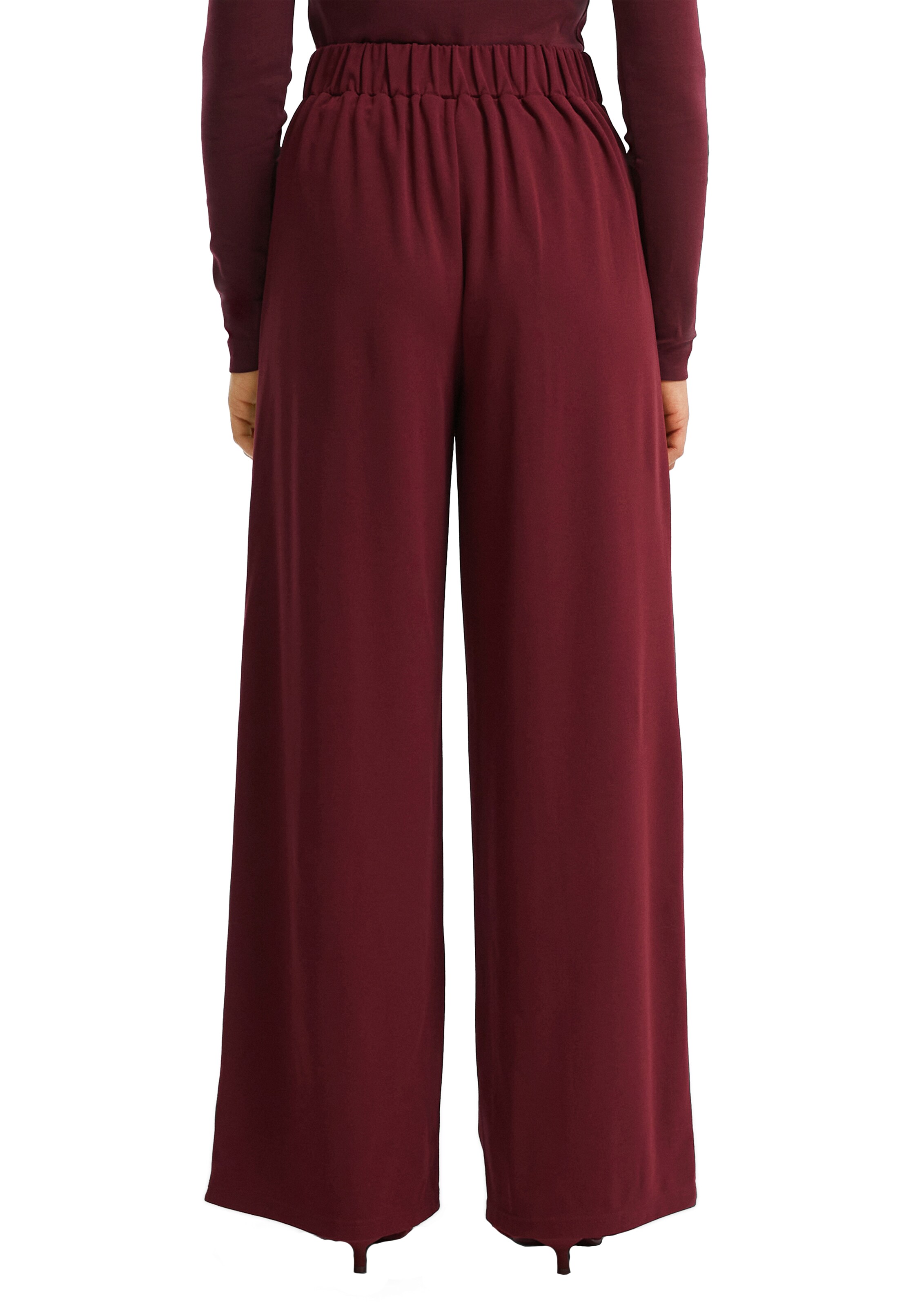 QS Wide leg Pleat-Front Pants in Red
