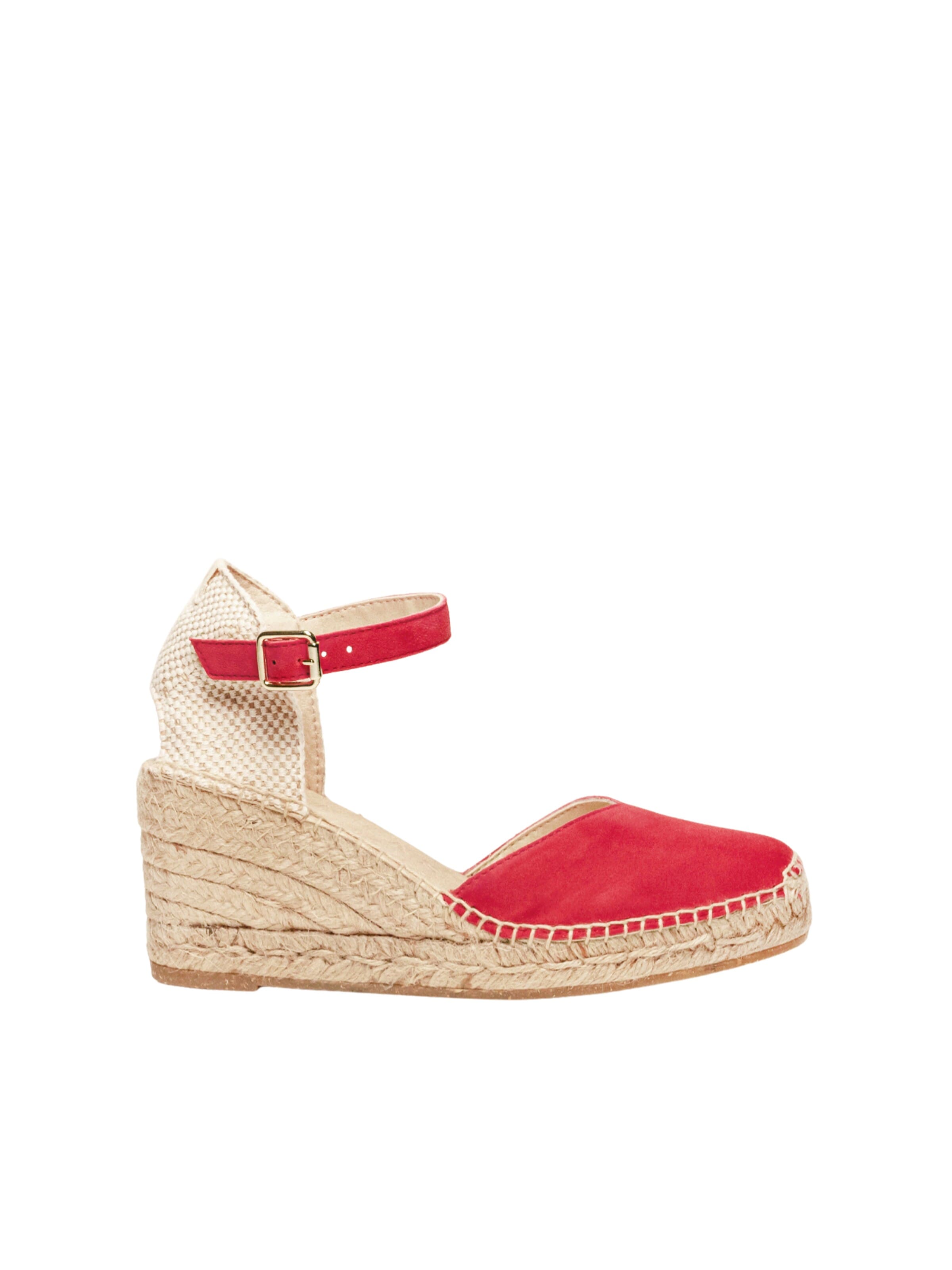 Sandalo con cinturino 'Alpargata Cuña 7 cm' di Alhamas in rosso: frontale