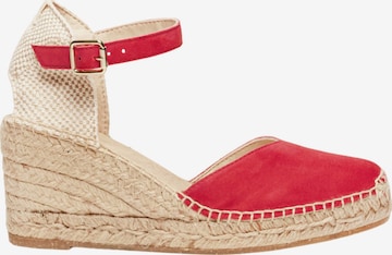 Sandalo con cinturino 'Alpargata Cuña 7 cm' di Alhamas in rosso: frontale