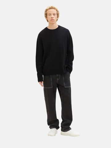 TOM TAILOR DENIM Pullover in Schwarz