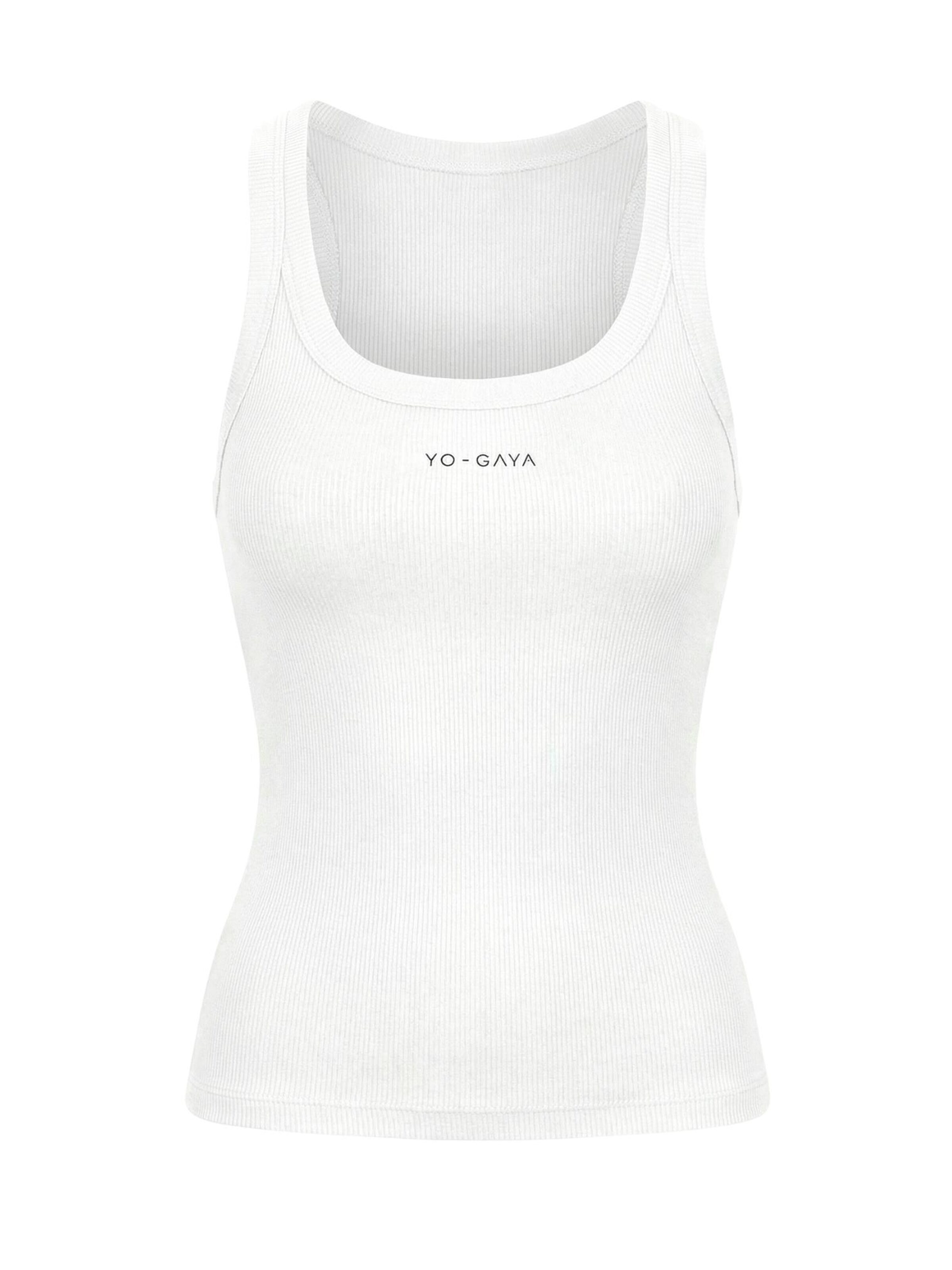 YO-GAYA Top 'Ribbed' in Wit: voorkant