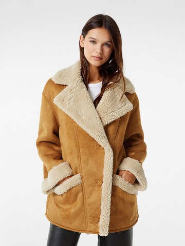 Bershka Between-Season Jacket in Brown: front