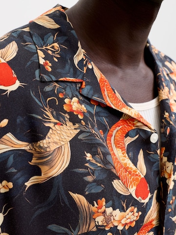 JACK & JONES Regular fit Button Up Shirt 'Hawaii' in Grey