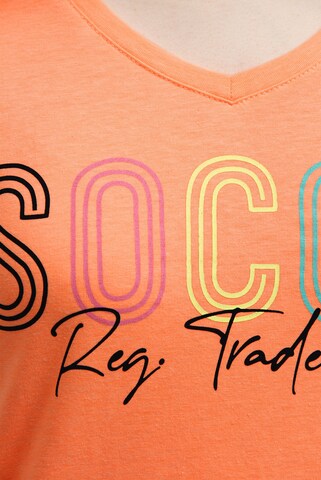 Soccx Basic Logo T-Shirt mit V-Ausschnitt in Orange