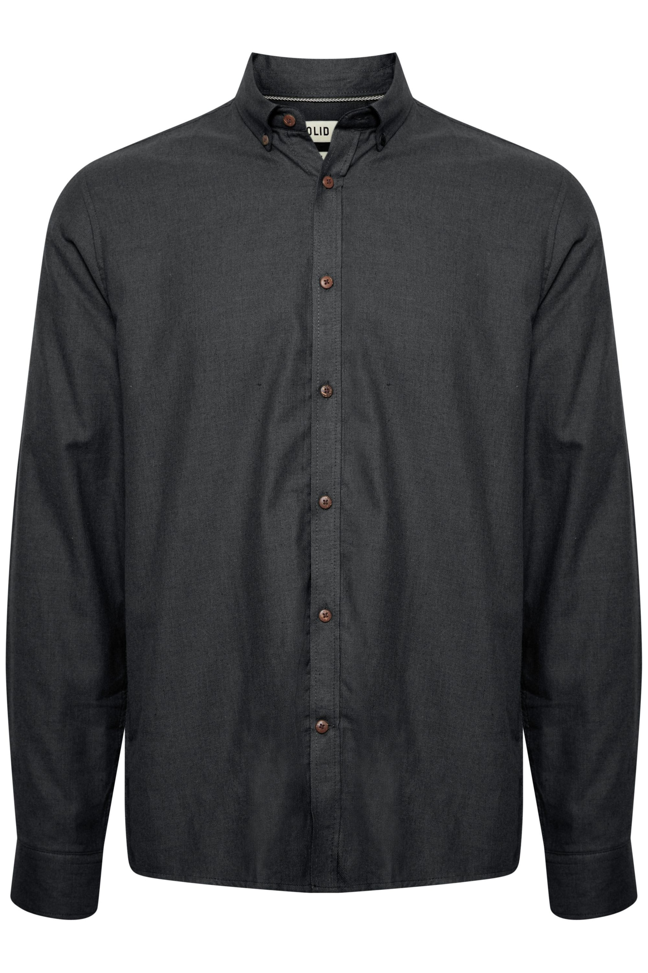 !Solid Regular fit Πουκάμισο 'Pete' σε μαύρο: μπροστά