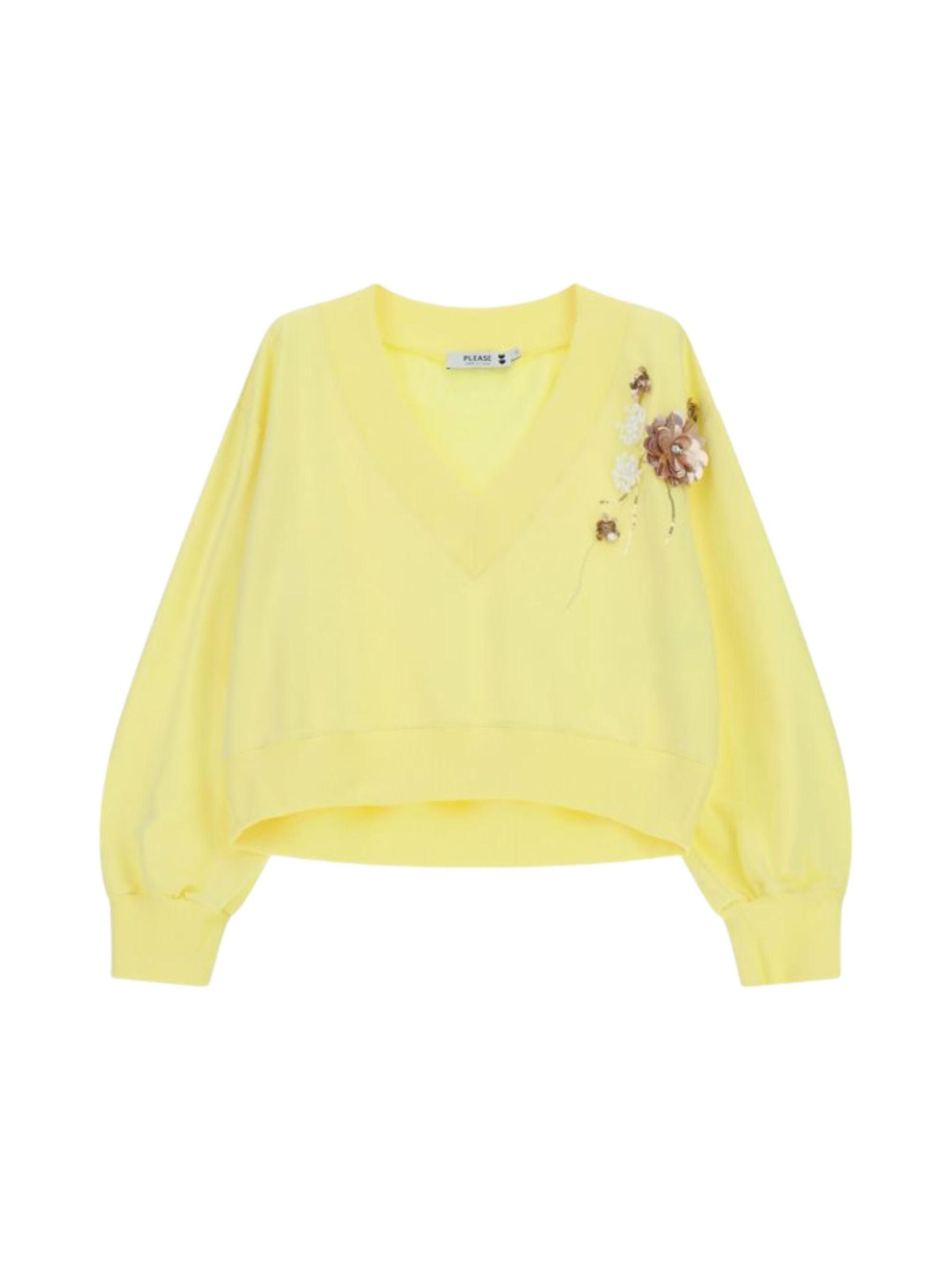 PLEASE Sweater 'PLEASE FELPA FELPA' in Yellow: front