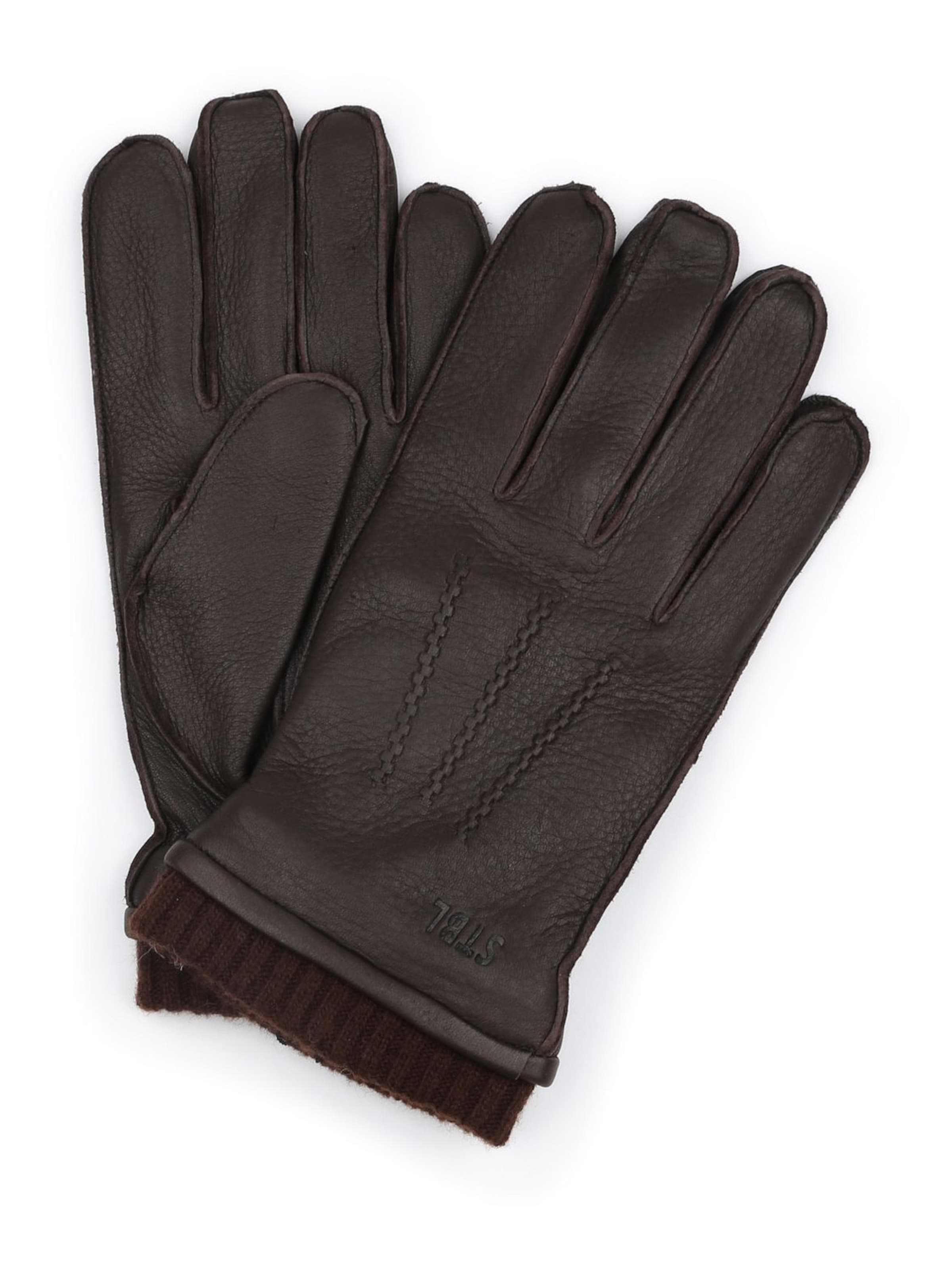 Suitable Full Finger Gloves in Brown: front