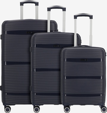 D&N Suitcase Set 'Travel Line' in Blue: front