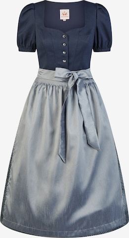SPIETH & WENSKY Dirndl 'Hallein', funkelnde Knöpfe vorne in Blau: Vorderseite