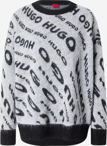 HUGO Пуловер оувърсайз 'Sidimmer' в черно: отпред