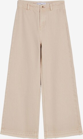 Wide Leg Pantalon Bershka en beige : devant