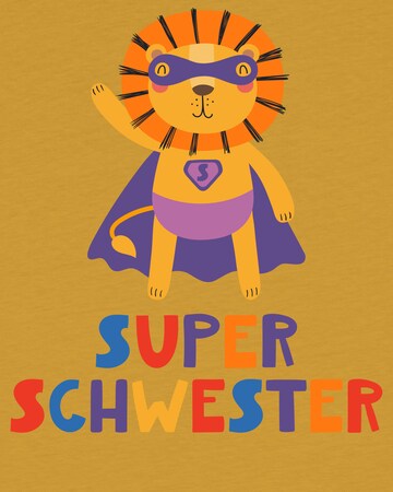 T-Shirt 'Löwe Superschwester' watabout.kids en jaune